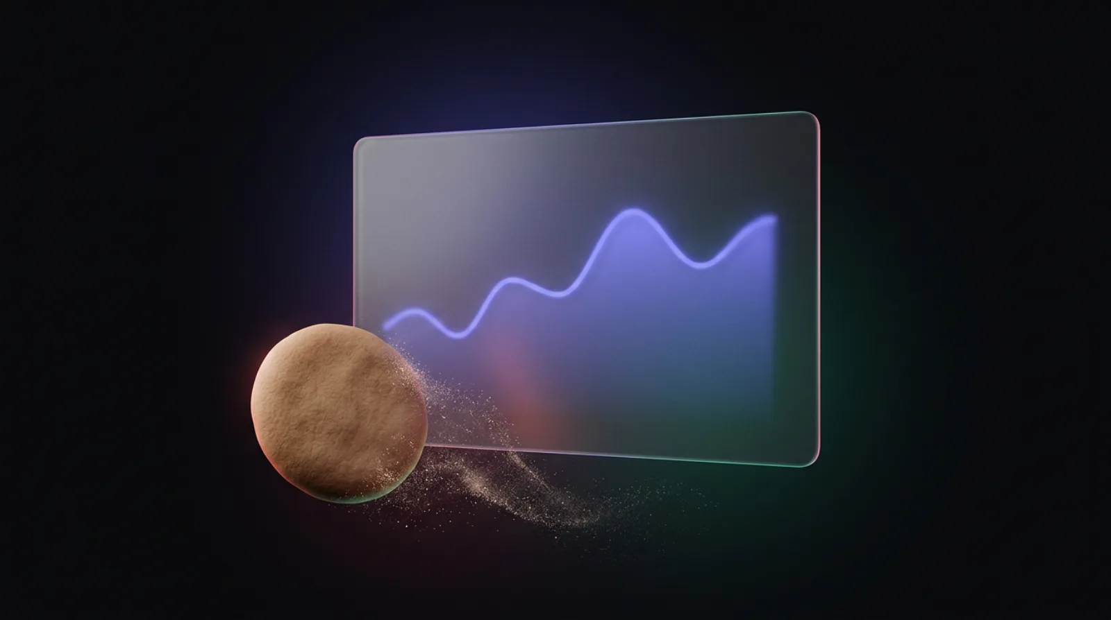 A browser window with a cookie crossed out and a clean analytics chart behind it